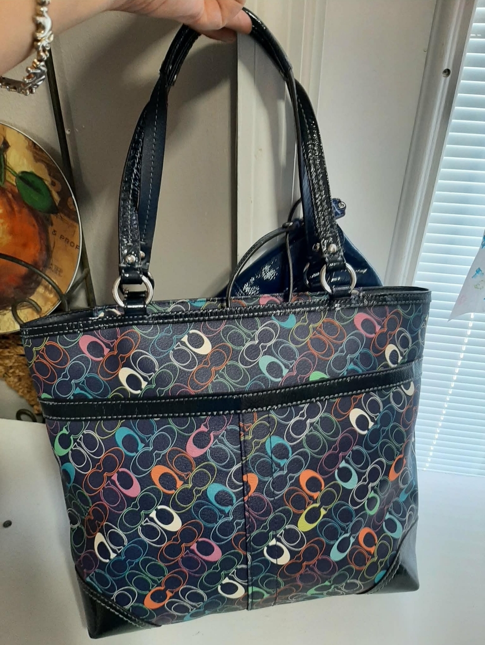 COACH "Chelsea" Heritage Signature Stripe Tote & "Ashley" Wallet 2 Pc Set - Picture 4 of 15